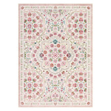 Garvee Ultra-Soft Washable Floral Area Rug – Non-Slip, Low Pile, Mark Resistant, Thin, Collapsible Carpet for Living Room, Bedroom, Nursery – Rice Flour, 10x13ft, Made in United States