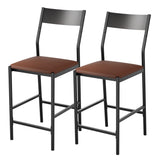 Garvee Modern Counter Height Bar Stools Set of 2, PU Leather Upholstered Bar Chair with Backrest & Footrest, 300 LB Capacity, Barstool for Kitchen Island, Dining Room, Brown - Brown