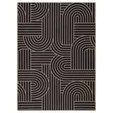 Garvee Ultra-Thin Washable Abstract Jute Area Rug – Non-Slip, Mark Resistant, Non-Shedding, Neutral Modern Accent Carpet for Living Room, Bedroom, Dining Room, Patio – Coarse Black, 5x7ft (152x213cm), USA - Fine Black