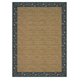 Garvee Modern Washable Area Rug – Soft Low Pile, Floral Edge, Non-Slip, Mark Resistant, Collapsible Carpet for Living Room, Bedroom, Dining Room – Navy Blue, 5x7ft (152x213cm), USA - Rice
