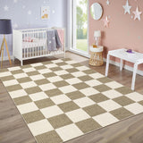 Garvee Modern Geometric Checkered Area Rug - Low Pile, Non-Slip, Machine Washable, Collapsible & Soft Carpet - Versatile for Living Room, Bedroom, Kitchen, Nursery, Office - Beige, 5x7ft (152x213cm), USA Spec - Beige