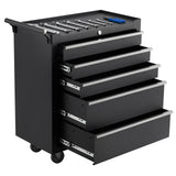 Garvee 5-Drawer Rolling Tool Chest Organizer - Heavy Duty Lockable Storage Cabinet with Drawers, Protective Liner, Side Handle, Global Wheels for Garage, Workshop, Warehouse - Color: Black