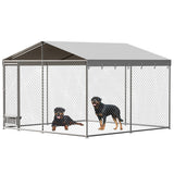 Garvee Heavy-Duty Outdoor Dog Kennel 10x10 ft - Metal Wire Enclosure, Lockable Door - Waterproof UV-Resistant Roof Cover for Medium & Large Dogs - Color: As Shown