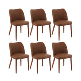 Garvee Modern Dining Chair Set of 6 with Wing Backrest, Upholstered Fabric Seats & Wood Legs, Plush Thick Cushioning and Leveling Feet for Dining Room, Kitchen, Living Room