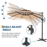 Garvee 10FT Offset Cantilever Patio Umbrella - 360° Rotation - UV Protection & Fade-Resistant Polyester - Easy Tilt Adjustment - Large Outdoor Sun Shade for Pool, Deck, Garden, Backyard - Khaki Color - Blue