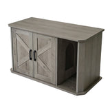 Garvee Modern Gray Wooden Cat Litter Box Enclosure - Hidden Washroom Cabinet with Double Doors & Side Entry - Large Odor Control Cat House End Table, Easy Clean, Sturdy Pet Furniture - Color: Gray - Grey