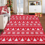 Garvee Festive Non-Slip Christmas Area Rug – 8x10ft Red Snowflake & Xmas Tree Carpet, Washable, Low Pile, Soft Holiday Decorative Throw for Living Room, Bedroom, Dining Room, Nursery – USA, Red hue, 8x10ft(244x305cm)