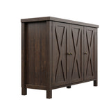 Garvee Spacious Shoe Storage Cabinet – 7-Tier Farmhouse Organizer with 3 Barn Doors, Adjustable Shelves, Holds 28 Pairs, Sturdy Wood for Entryway, Hallway or Closet – Chestnut Brown