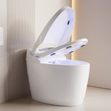 Garvee Commercial Elongated Toilet with Heated Bidet – Foot Detector Flush – Warm Air Dryer – Remote Auto Lid – One-Piece Modern Restroom Fixture – Color: White