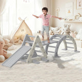 Garvee 9-in-1 early childhood education Indoor Climbing Toys for Toddlers – Jungle Gym Playset with infant motor skills development Triangle, Arch, Ramp, Ladder & Slide – Durable HDPE & PP for Kids Ages 1-6 – Gray, USA - White&Gray