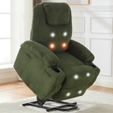 Garvee Electric Power Lift Recliner Chair for Elderly with Massage and Heat, 135°Adjustable Corduroy Electric Recliner Chairs with 2 Cup Holders and Stand Assist for Living Room, Blue - Green