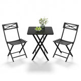 Garvee Compact & Durable | 3-Piece Folding Patio Bistro Set Outdoor Furniture – Weather-Resistant Steel Table & 2 Chairs, No Assembly, Space-Saving for Garden, Balcony, Porch – Black - Black
