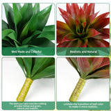 Garvee UV Resistant Realistic Artificial Agave Plants Set – Large Faux Green Fleshy Plants for Indoor Outdoor Home & Garden Decor – 2 PCS, Maintenance-Free, 29 Leaves, Green - Red