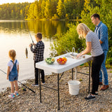 Garvee Portable Folding Fish Cleaning Table with basin and Faucet – Outdoor Fillet Station, Drainage Hose & Sprayer – Ideal for Camping, Picnic, Patio – White Color
