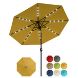 Garvee 9FT Solar Patio Umbrella with 32 LED Lights – Waterproof, UV Protection, Crank Lift, Push Button Tilt, 8 Ribs – Outdoor Table, Garden Shade – Color: EU4 Yellow - Eu4 Red