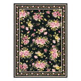 Garvee Vintage Rose Floral Area Rug – Ultra Thin, Soft, Non-Slip, Low Pile Shabby Chic Carpet for Bedroom, Nursery, Living Room, Easy Clean – Size: 9x12ft (274x366cm), Black - Grey