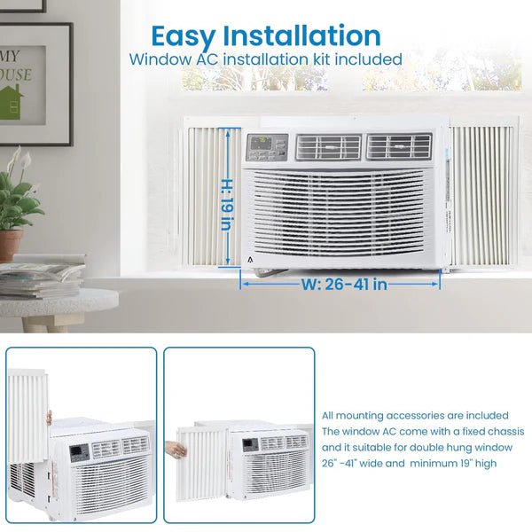 Garvee 10,000 BTU Window Air Conditioner with Remote Control, CEER 11.4, Quiet Operation, 3 Fan Speeds, R32 Refrigerant, Auto Restart, Bedroom & Living Room