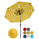 Garvee 10FT Solar Patio Umbrella with 32 LED Lights – Waterproof Outdoor Market Parasol – Crank Lift, Push Button Tilt, 8 Reinforced Ribs, UV Protection – Perfect for Patio, Garden, Pool, Deck, Table – Color: EU4 Yellow - Eu4 Yellow