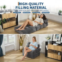 Garvee Folding Sofa Bed Convertible Sleeper Chair with Pillow Dark Gray Single - Foldable Mattress for Living Room Bedroom