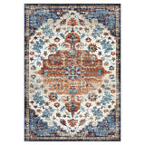 Garvee Vintage Floral Washable Door Mat – Large Soft Low Pile, Non-Slip, mark Resistant, Boho Accent, Reinforced Edges, Ideal for Outdoor Use – Orange, 10x13ft (305x396cm), USA Stock - Brown-Red