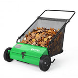 Garvee 26" Push Lawn Sweeper – Heavy Duty Walk-Behind Leaf & Grass Collector, 7 Cu.ft Grass Cutter, 4 High-Speed Adjustable Spinning Brushes, Carbon Steel Yard Sweeper – Garden, Patio, Driveway – Color: G - Green