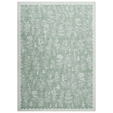 Garvee Washable Area Rug 8x10 - Non-Slip, Mark Resistant, Low Pile Botanical Floral Carpet - Soft, Modern Farmhouse Decor for Living Room, Bedroom, Dining Room - Neutral Green - Light Green, USA, 8x10ft (244x305cm) - Light Green