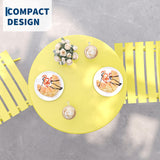 Garvee 3-Piece Folding Metal Outdoor Bistro Set for 2 - Round Patio Table & 2 Chairs - Steel Frame, Space-Saving Portable Balcony/Yard/Garden Furniture, Weather-Resistant, Easy Storage - Yellow - Pink