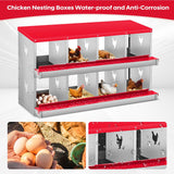 Garvee Stainless Steel Chicken Nesting Box for Poultry – 8 Compartments, Roll Away Design, Ventilated, Easy Egg Collection, Secure Perch, Wall Mounted or Free Standing, Includes 4 Dummy Eggs & 10 Dampproof Mats, Durable Coop Accessory, Red, 8-Compartment - Dark Green