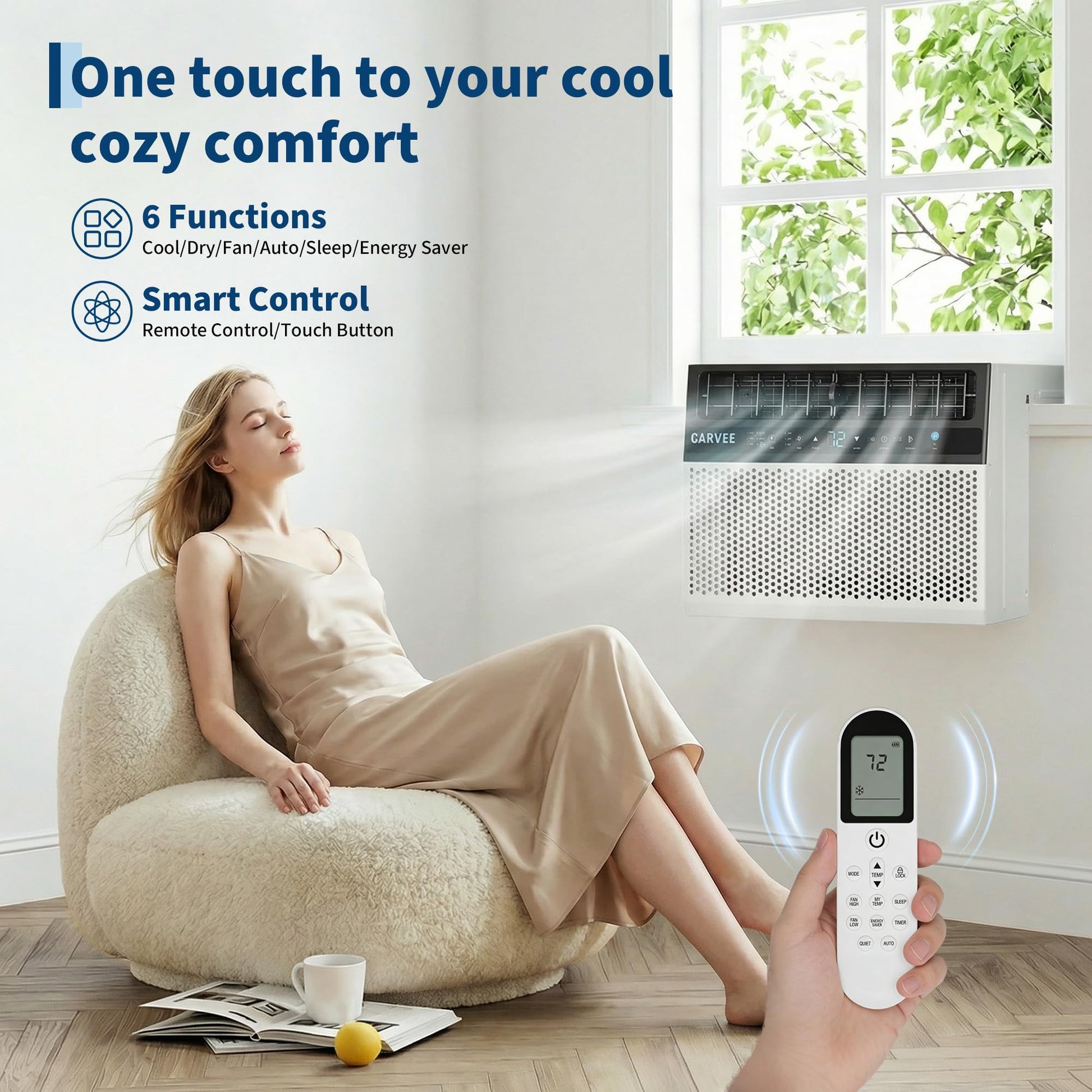 Garvee 8000 BTU U-Shaped Window Air Conditioner with Ultra Quiet Operation & Energy Efficient Cooling, 3-in-1 Modes, Easy Installation, for Home Bedroom Office