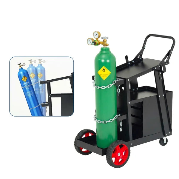 Garvee Welding Cart with Drawers Heavy Duty Carbon Steel for Mig Tig Welder and Plasma Cutter 220 Lb Black