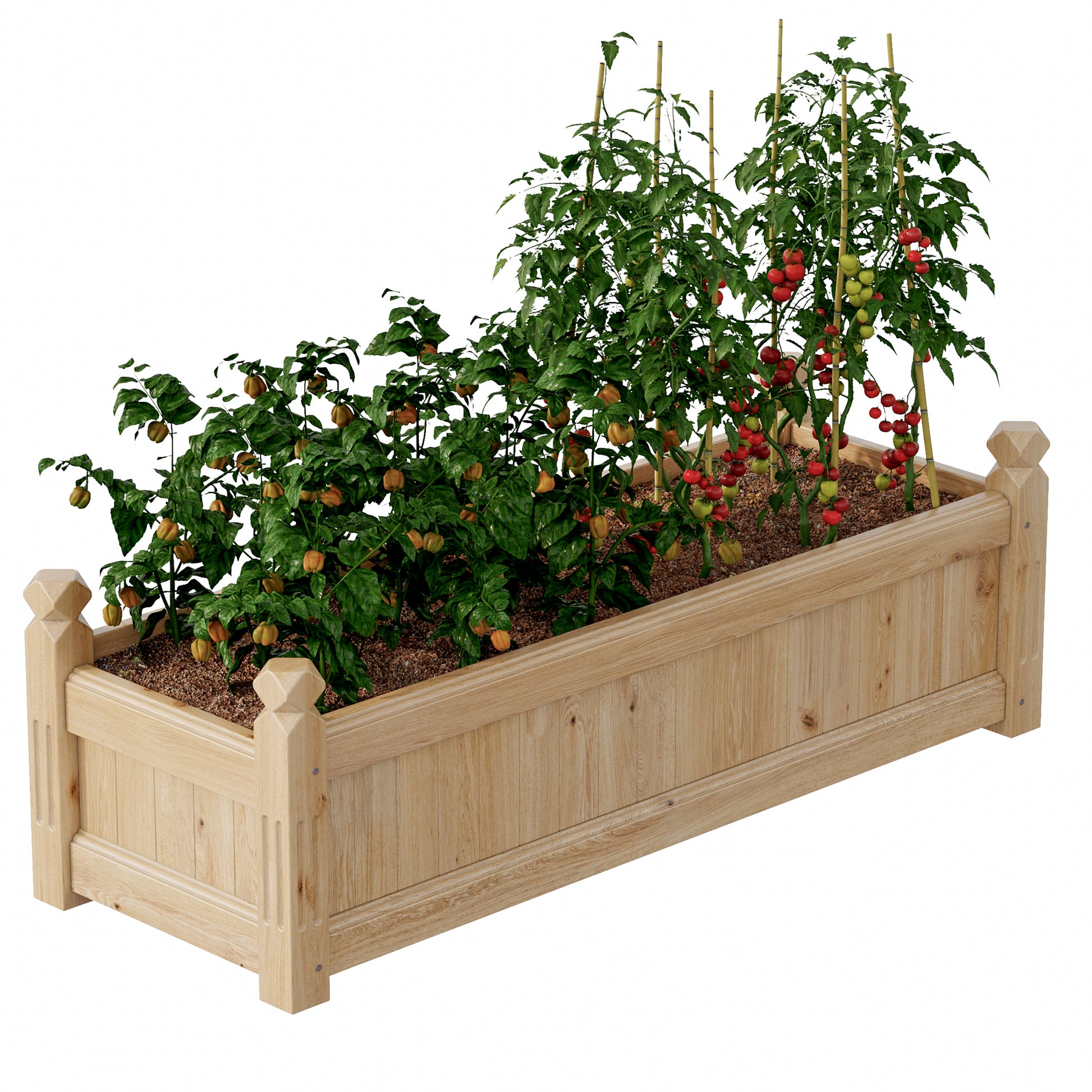 Garvee Wooden Raised Garden Bed Elevated Planter Box for Vegetables Herbs Flowers 43x15x13 Natural Fir Wood