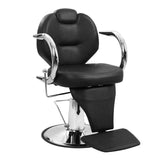 Garvee Professional Barber Salon Recliner – Heavy Duty Hydraulic Chair with PU Leather Wide Seat – 360° Swivel, Comfortable Lounge for Hair Styling, Shampoo, Tattoo – Black Silver Plating