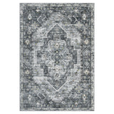 Garvee Vintage Oriental Area Rug - Machine Washable, Ultra-Soft Low Pile, Non-Slip, Non-Shedding, Distressed, Mark Resistant, Collapsible Carpet for Living Room, Bedroom, Nursery, Office, Grey, 8x10ft (244x305cm) - Blue