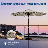 Garvee 10FT Solar Patio Umbrella with 32 LED Lights – Waterproof Outdoor Market Table Parasol – Crank Lift, Push Button Tilt, 8 Sturdy Ribs, UV Protection – Ideal for Garden, Deck, Pool, Yard – Color: EU4 Neutral White - Eu4 Yellow