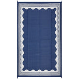 Garvee Waterproof Reversible Outdoor Rug – Extra Large Modern Scalloped Plastic Straw Mat – UV Resistant, Collapsible, Easy Clean – Patio, RV, Camping, Beach – Navy Blue/White, 10x20ft (300x610cm), USA - Navy Blue & White