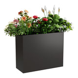 Garvee Heavy-Duty Rectangular Steel Planter Box – Tall Metal Flower Pot with Adjustable Removable Shelf & Drainage Holes – Indoor/Outdoor Black Planter for Patio, Balcony, Privacy – Size: 30x12x24in, Color: Black