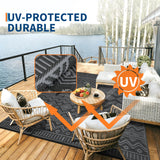 Garvee Waterproof Reversible Outdoor Rug 8x10ft – Lightweight Collapsible Plastic Straw Carpet – Easy Clean, Mark Resistant – Patio, Deck, RV, Camping, Balcony, Beach – Black and Gray, USA - Four Colors - Yellow/Rose Red/Green/White