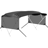 Garvee Water-Resistant 4 Bow Bimini Top Replacement Canvas for Boats - 600D Marine Grade Sun Shade Canopy, Detachable Mesh Side Curtains, Storage Boot, No Frame, Black, Fits 8'L x 97-103"W x 54"H - Size: 4BOW8'×97-103"×54", Color: Black, Specs: Mesh Side - Black