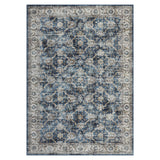 Garvee Vintage Washable Non-Slip Area Rug for Outdoors - Blue Distressed Floral, Soft Collapsible Low Pile Carpet, Mark Resistant, Easy Clean, Ideal for Entryway or Patio, 5ft x 7ft (152cm x 213cm), USA Stock - Red