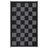 Garvee Waterproof Reversible Outdoor Rug - Modern Checkered Plastic Straw Carpet - UV-Resistant, Durable, Easy to Clean - Extra Large Area Mat for Patio, Deck, Backyard, Camping, RV - Black and Gray, 10x14ft (305x427cm)