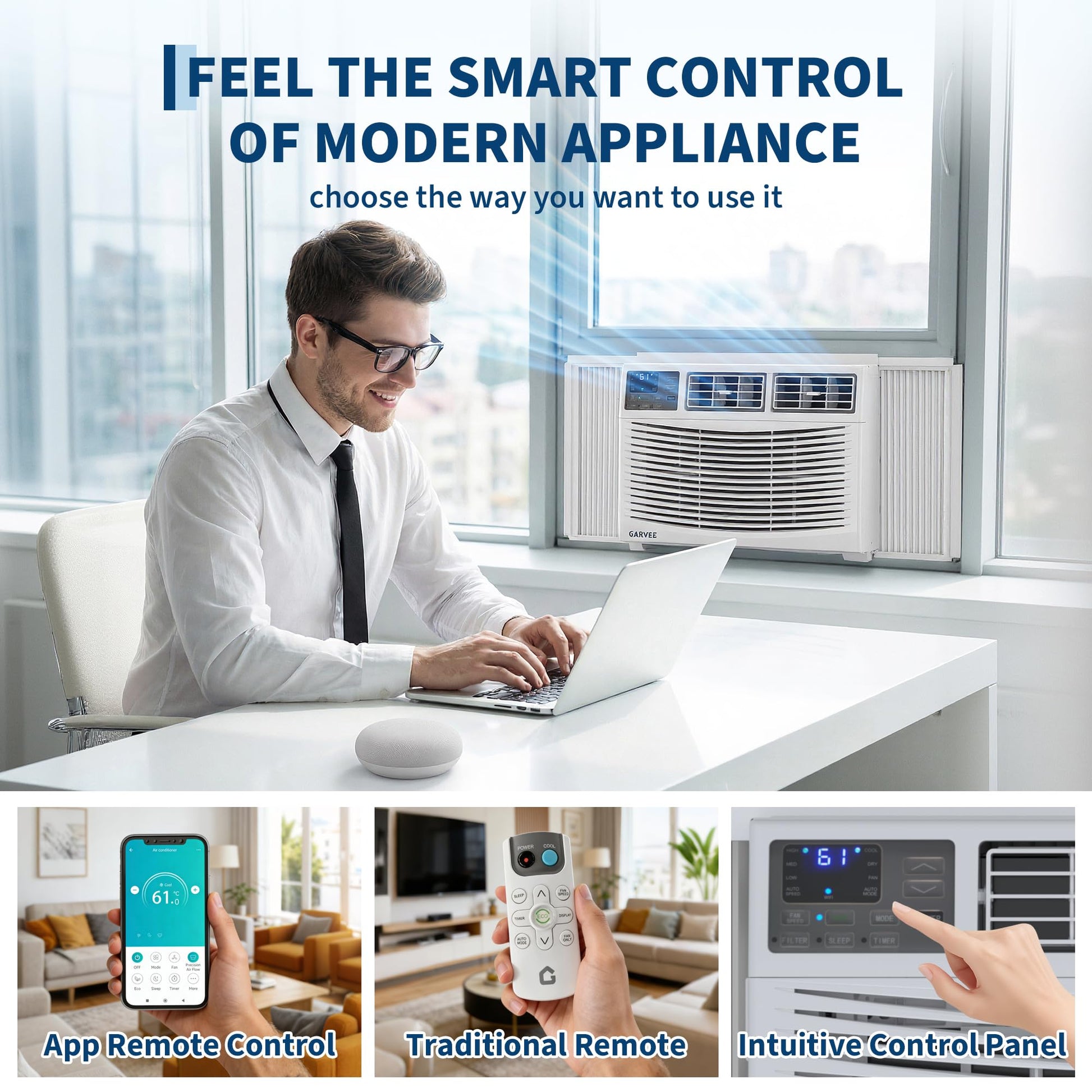 Garvee 12000 BTU Window Air Conditioner for Medium Rooms, Quiet Operation & Energy Saving, 115V Compressor, LED Display & Remote, Easy Install, Bedroom & Office