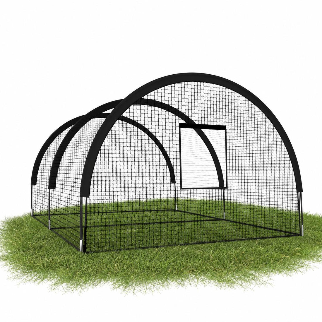 Garvee 32Ft Baseball Batting Cage With Frame & Net For Backyard Or Field Practice, Durable Polyester Net, 32x12x8 Ft, Black