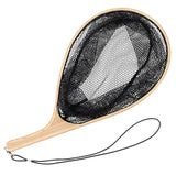 Garvee Curved Wooden Handle Fly Fishing Landing Net – Lightweight & Portable – Soft Rubber Mesh for Catch and Release – Durable Heavy Duty Fishing Tool – Color: Dark Web