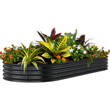 Garvee Rust-Resistant Galvanized Steel Raised Garden Bed - Deep Oval Outdoor Planter Box - Easy Assembly, Anti-Cut Strip - Ideal for Vegetables & Flowers - Size: 240x120x30cm, Color: Gray with anti-cut strip - Green With Anti-Cut Strips
