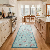 Garvee Washable Non-Slip Butterfly Area Rug – Modern Soft Decorative Low-Pile Carpet for Living Room, Bedroom, Dining – Light Green Floor Mat – 2x6ft (61x183cm), United States - Black