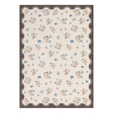 Garvee Vintage Floral Area Rug - Washable Ultra-Thin Low Pile Carpet with Scalloped Lace Edge - Mark Resistant, Ideal for Living Room, Bedroom, Nursery - Brown, 5x7ft (152x213cm) - Beige