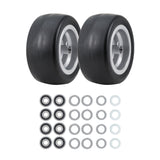 Garvee Flat-Free Solid Lawn Mower Front Tire & Wheel Set, 2-Pack - 11x6.00-5 Smooth Turf Step - Centered Silver Rim w/ 1/2, 5/8 & 3/4 in Bearings - 450 lb Load | 11×6.00-5 | Solid tire - Black