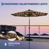 Garvee 10FT Solar Patio Umbrella with 32 LED Lights – UV-Resistant, Waterproof Polyester Canopy, Crank Lift, Tilt, 8 Sturdy Ribs, Vented for Garden, Deck, Pool, Backyard, Café – Outdoor Sun Shade – Euro 4 Khaki - Green