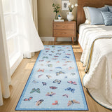 Garvee Washable Non-Slip Butterfly Area Rug – Modern Soft Velvet Low-Pile Runner for Bedroom, Living Room, Dining – Collapsible Carpet – Light Blue, 2x6ft (61x183cm), United States - Black