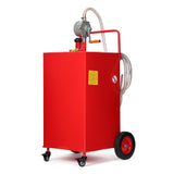 Garvee Heavy Duty Spill-Proof Fuel Caddy with Manual Rotary Pump – 50 Gallons, Visible Level Gauge, Mobile Transfer Tank for Cars, Trucks, Boats, Lawnmowers – 4 Wheels, Red - Red